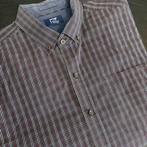 Cutter & Buck Mens Plaid‎ Gray Pink Black Button Down Shirt XL  Long Sleeve